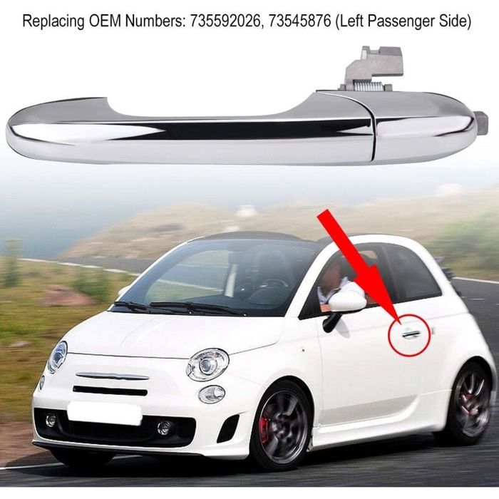 Elerose pour fiat 500 door handle Fiat 500 Côté Droit Poignée Extérieure de la Porte 735592026, 73545876(Position du passager)