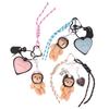 Helmet Bear Pendant Sweet Cool Leather Love Weaving Rope Creative Keychain Doll Bag Pendant