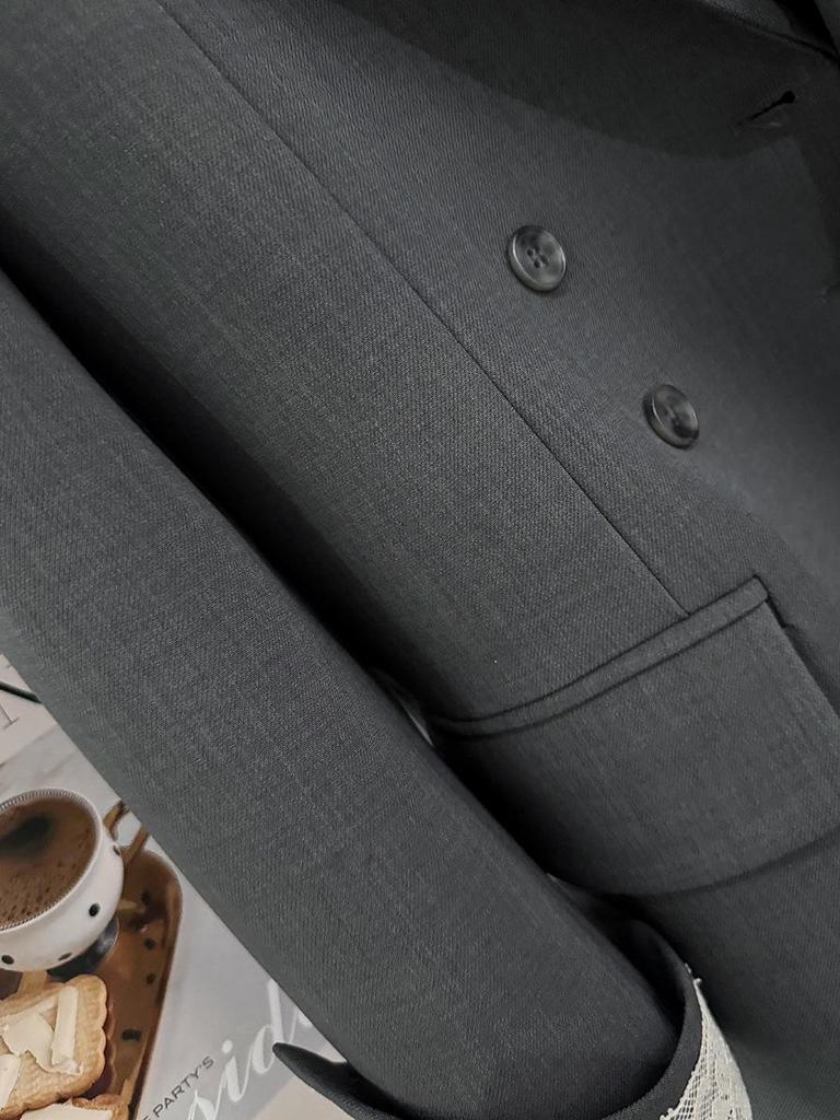 Veste de tailleur grise pour femme de haute qualité avec manchette en dentelle, Printemps/Automne 2025, Style Célébrité Internet