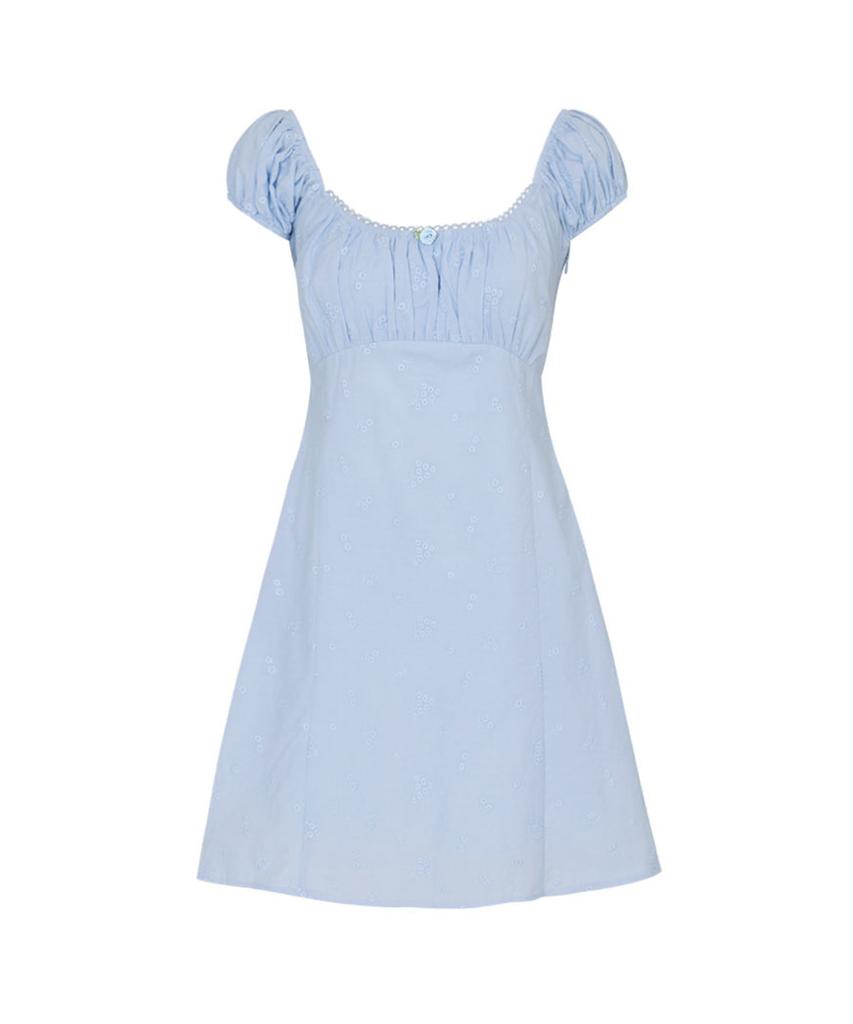 Lulu Seoul Cream Rose Mini Dress (Blue)
