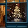 Gold and Silver Christmas Tree Stickers: Electrostatic Snowflake Window Clings for Festive Glass Decoration