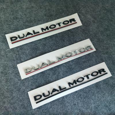 DUAL MOTOR Emblém Pro Tesla Model 3 Y S X Příslušenství Podtržená Písmena Znak Performance Nálepka na Kufr Chromová 3D Samolepka