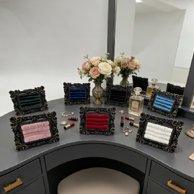 Victorian Style Black & Gold Frame Earrings, Ring, and Jewelry Holder Display