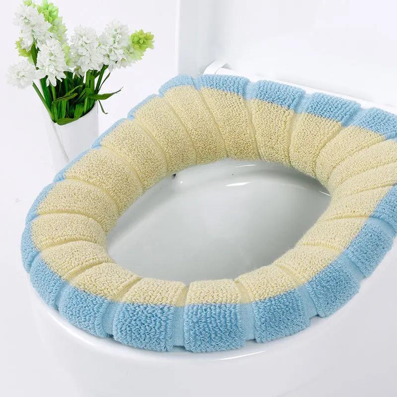Stretchable Bathroom Toilet Seat Closestool Washable Soft Winter Warmer Mat Pad Cushion O-shape Toilet Seat Bidet Covers