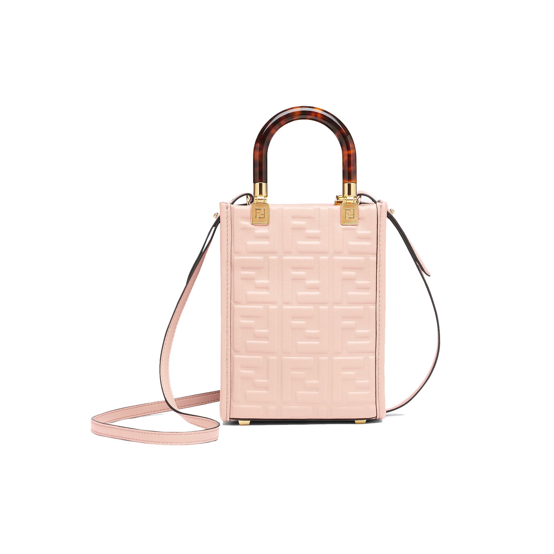 

Fendi Sunshine Gold Trim 3D Texture FF Pattern Leather Shoulder Crossbody Mini Bag Women bags Pink 8BS051AMCIF0J2F Basic Set (Bag+Dust Bag)
