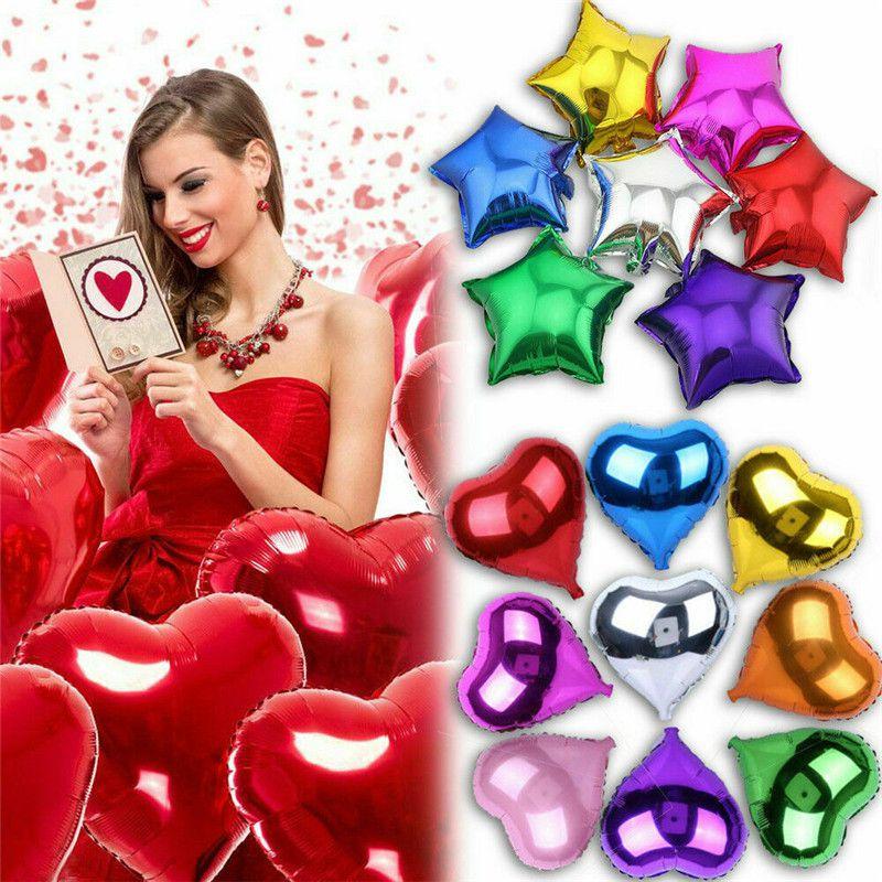 Colour Solid 18" Foil Balloons Heart Star Round Shape For Wedding Birthday Party