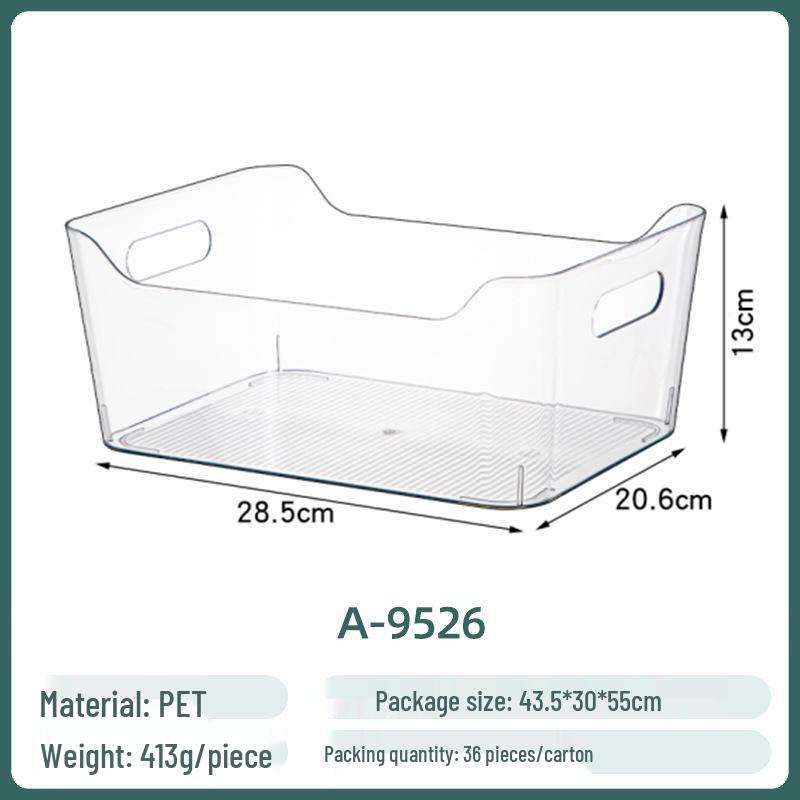Transparent PET Storage Box for Books, Snacks, Fruits, Vegetables, and Kitchen Organization