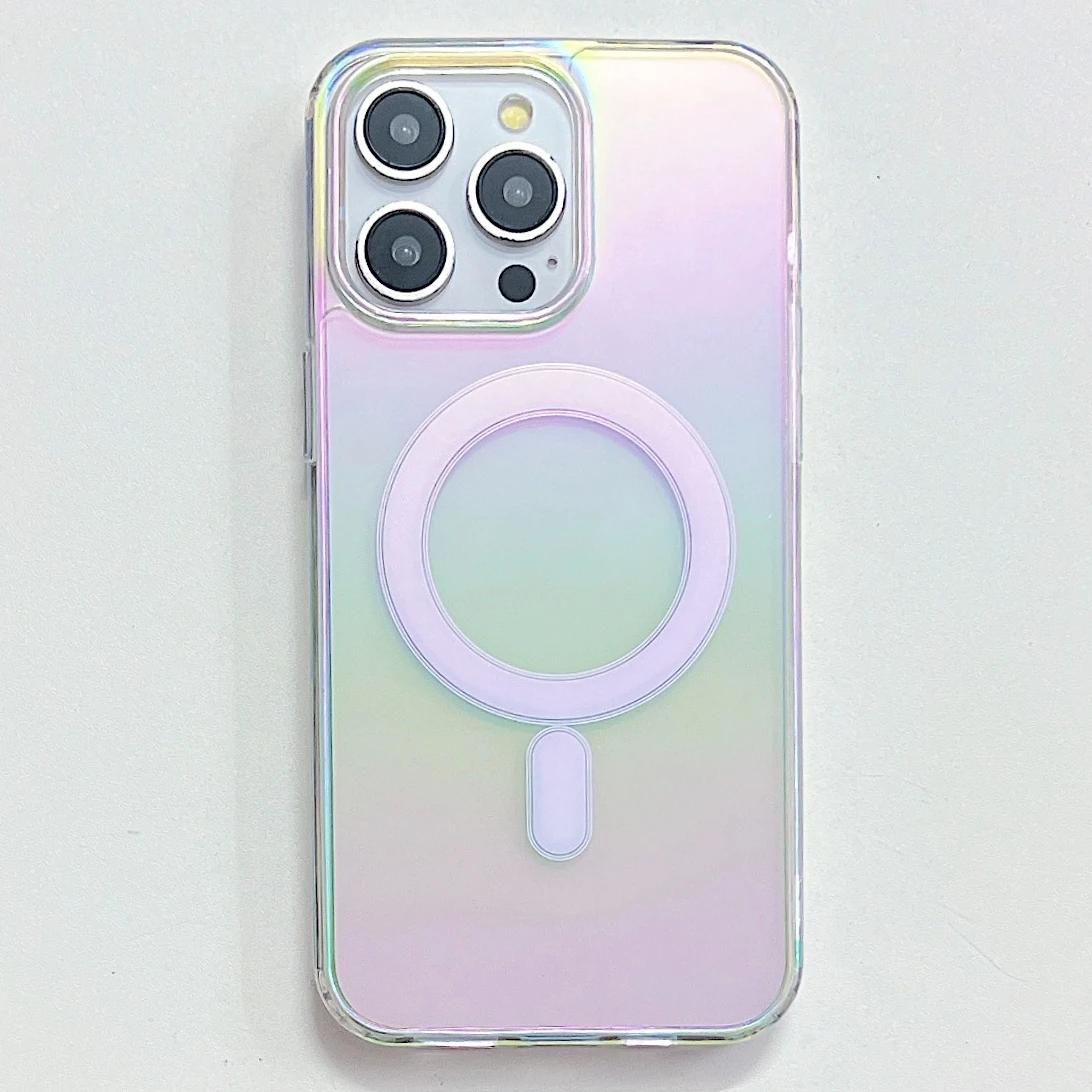 

Роскошный чехол с градиентом, беспроводной зарядкой Magsafe, магнитный, для iPhone 16 15 14 13 12 11 ProMax mini XS XR 7 8 Plus, меняющий цвет For iPhone 13 mini