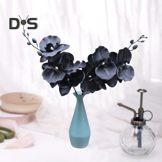 Medoc Artificial Flower Simulation Floral Fabric Black Phalaenopsis Fake Flower