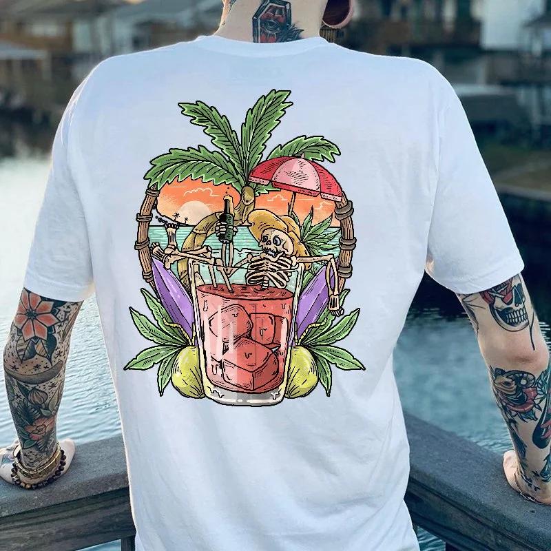 Creative Punk Skulls Men Tshirts Summer Hip-hop Gothic Short-sleev Tops Fashion Heavy Metal Rock Clothes Ropa Hombre Camisetas