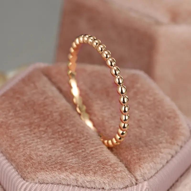 Huitan Metal Beads Rings for Women 4 Colors Available Fashion Versatile Accessories for 5 Fingers Minimalist Ring Simple Jewelry