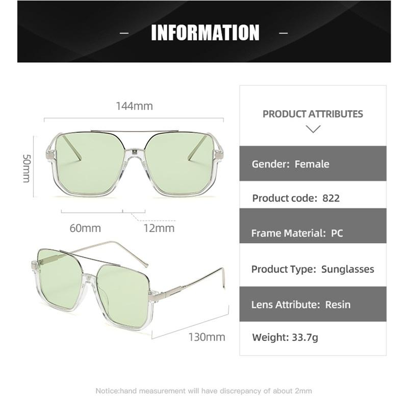 Plain Double Beam Large Frame Anti Blue Glasses Half Frame Square Ladies' New Sunglasses For Street Shooting