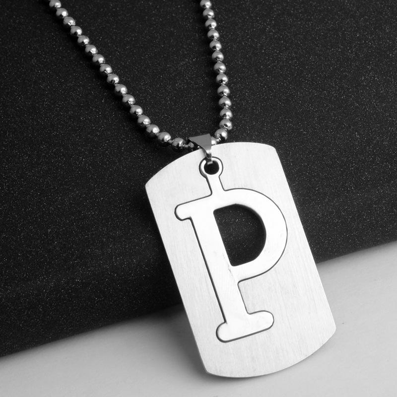 HNSP Stainless Steel Initials Pendant Chain Necklace For Men Women 26 Letter Name Accessories