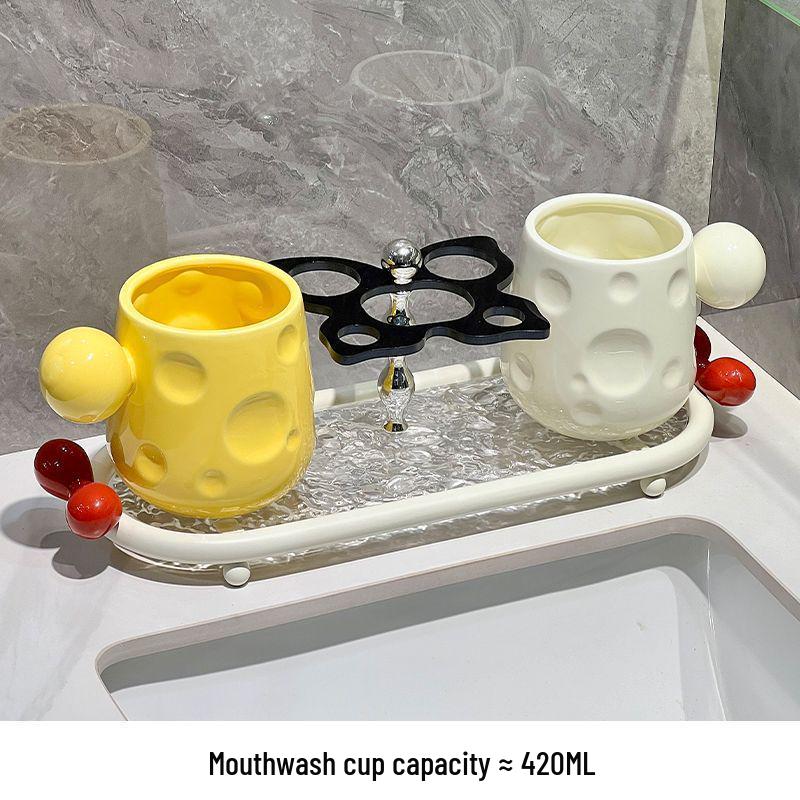 Luxury Ceramic Toothbrush Holder - Elegant High-End Design for Couples