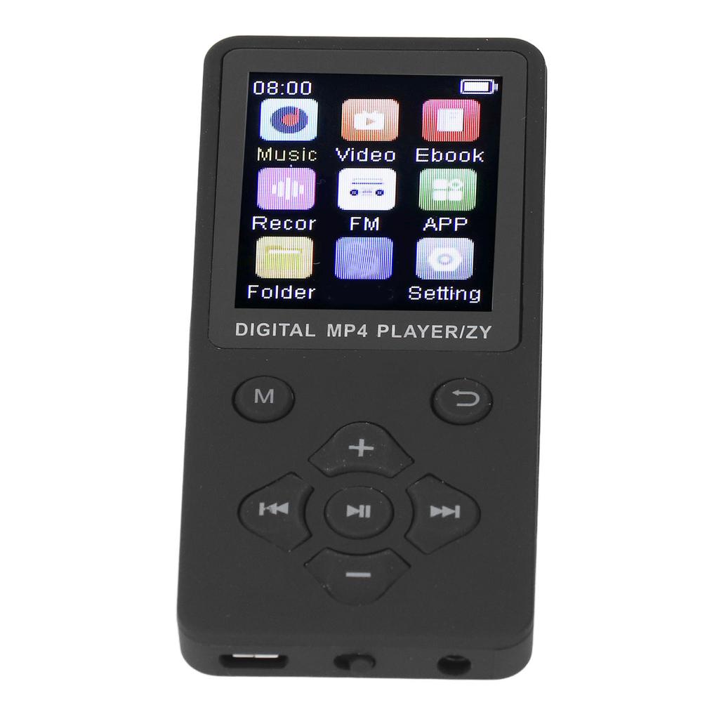 MP3 Player 1.8in Color Screen BT5.0 Portable HiFi Sound Player for Picture Video Book Recording Black