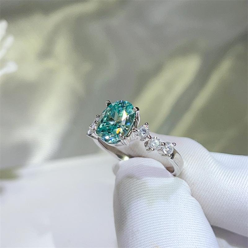 Neon Glow Paraiba Green Diamond Ring For Women 2ct Moissanite PT950 Platinum | Neon blue-green, stunning fire