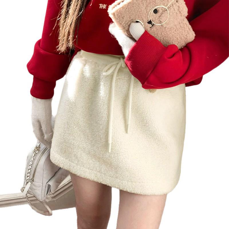 Creamy Lamb Wool A-Line High-Waisted Petite Skirt - Women's Spring 2026 Collection