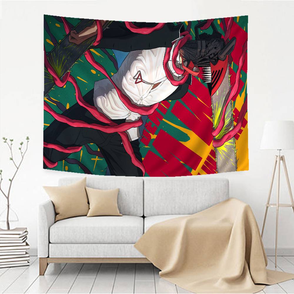 Anime Chainsaw Man Tapestry Art Printing Japanese Wall Tapestry Anime Wall Hanging Home Decor