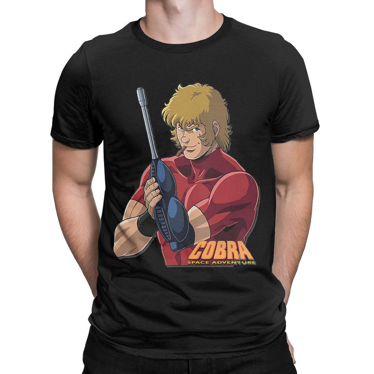 Манга Кобра Космическое Приключение Кобра комикс пузырь Классическая футболка Чистый хлопок Футболки с коротким рукавом Круглый вырез Одежда Графический 2XL