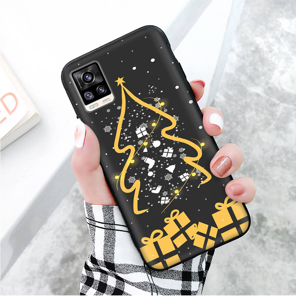 Black Case for Xiaomi Redmi 13C Note 9 iPhone XR 7 8 14 15 11 12 13 X XS Pro Max Samsung A25 S23 S24 FE Ultra Plus Christmas Tree