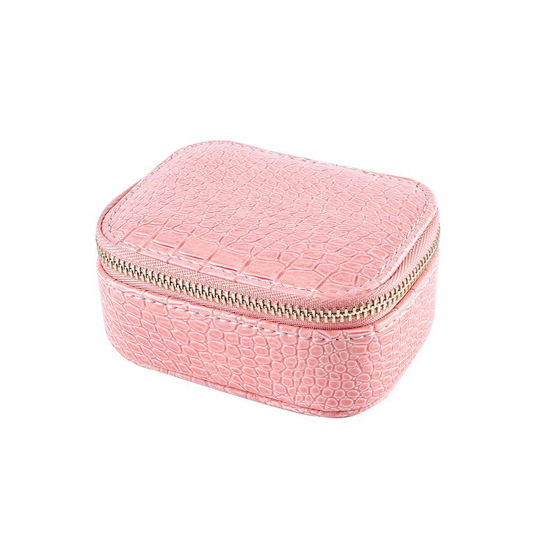 PU Leather Portable Jewelry Box with Zipper - Bracelet, Earrings, Ring Storage