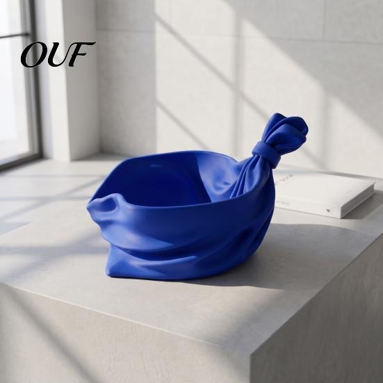 Stable Base Storage Holder 3D Printed Gift Bag Shaped Tray, Pleated Catchall Bowl for Candy, Festival Desktop Ornament Festive Table Centerpiece