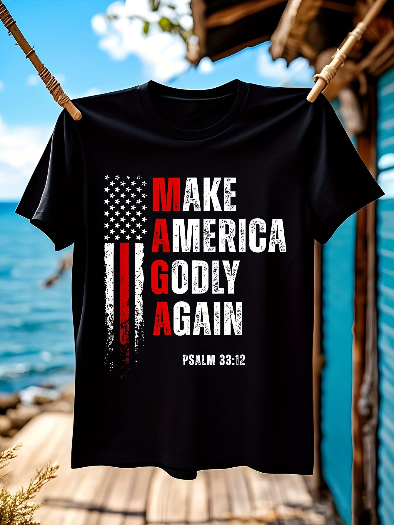 Make America Godly Again Patriotic Christian Tshirt - Bla... S