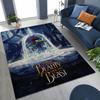3D Lovely Beauty and The Beast Cartoon Rug for Bedroom Living Room Sofa Home Doormat Decor, Large Kids Play Non-slip Floor Mat