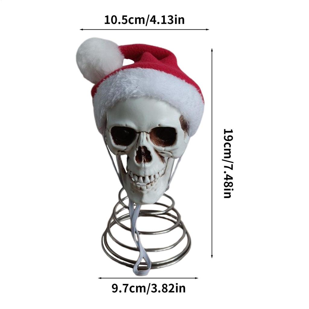5-inch Christmas Tree Topper Decoration Skull Head With Santa Hat Halloween Tree Topper Skeleton Head Halloween Props