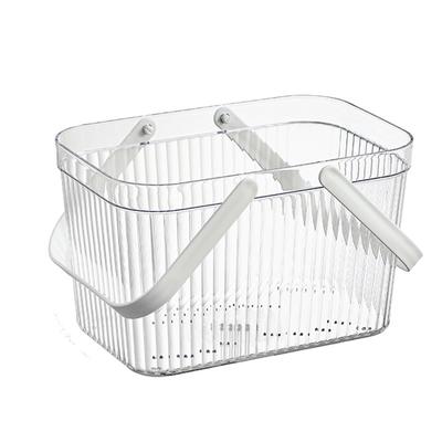 Bath Organizer Basket Stylish Clear Stripe Large Capacity Shower Storage Organizer with Handle for