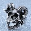New Exaggerated Jewelry Men's Satan Ram Horns Skull Ring
