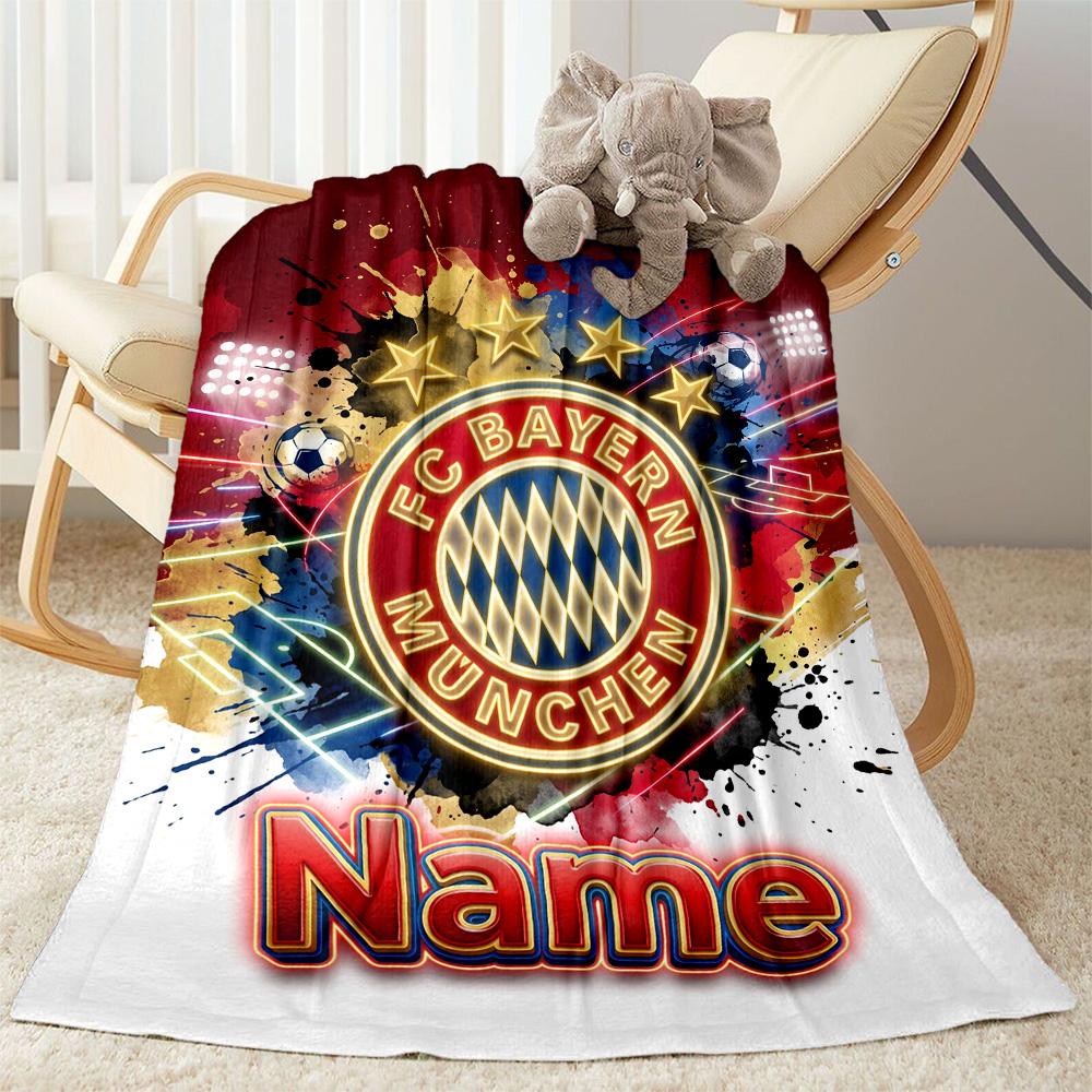 Bayern Munich Fan Gear Customize Your Name Blanket Lightweight Customizable Blanket Soft Warm Cozy for Chair Bed Couch Sofa for All Occasions