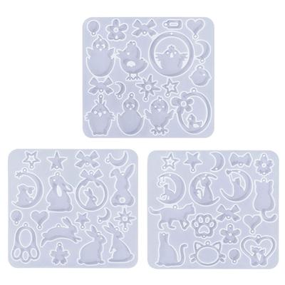 Stampo in Silicone Serie Animali Fai da Te Stampo per Ciondolo Orecchino di Cristallo Stampini per Portachiavi Gatto Coniglio Stampo per Creazione Gioielli in Resina Epossidica