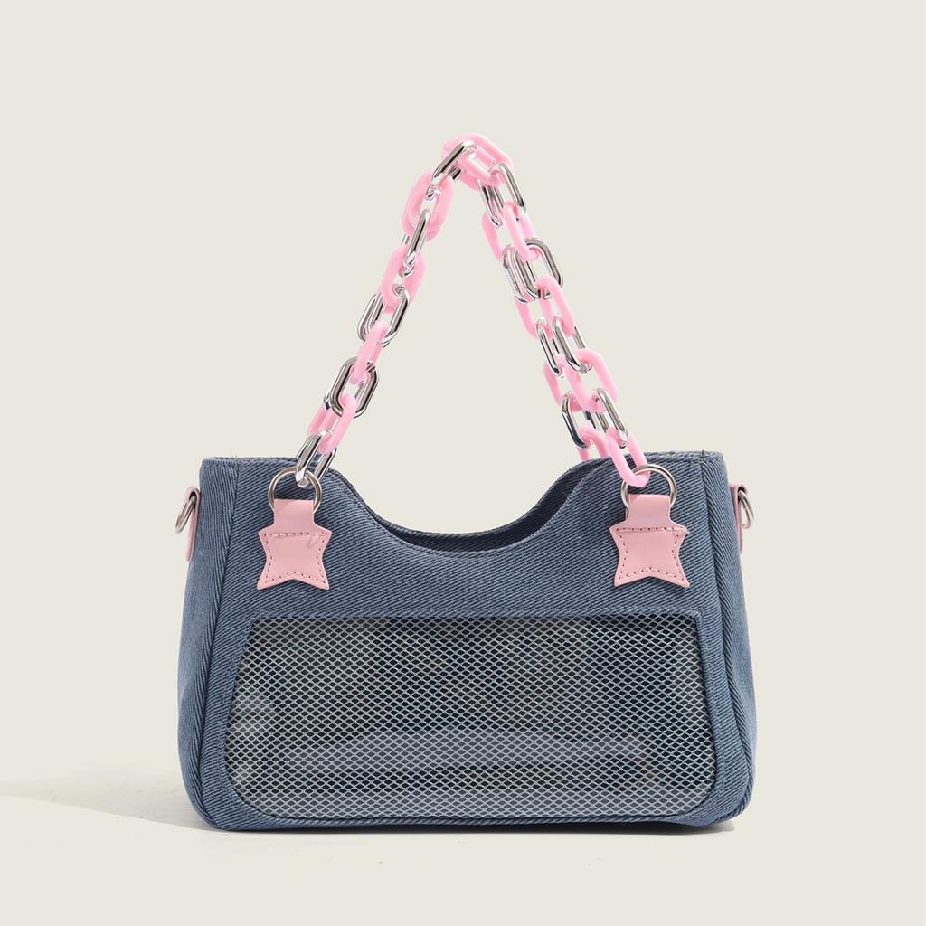 Heta Tjejers Lilla Matintag Medelmåttig Handväska Enaxlad Axelväska Damtrendig Denim Smärtväska Japansk Tjej Underarmsväska