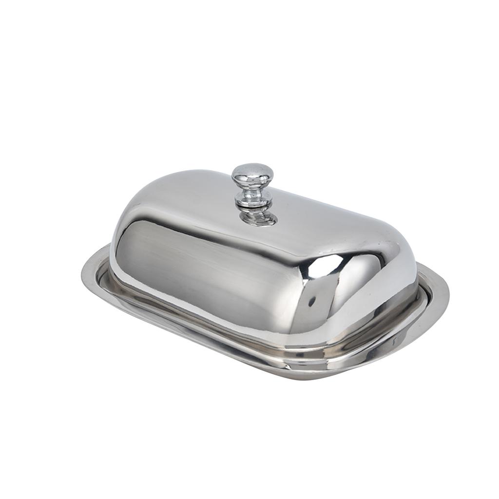 Stainless Steel Butter Dish HighGloss Dessert Bread Cheese Cake Box Food Storage Box with Lid