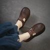 Johnature Genuine Leather Retro Woven Hollowed Out Height Increasing Sandals Comfortable Women's Shoes