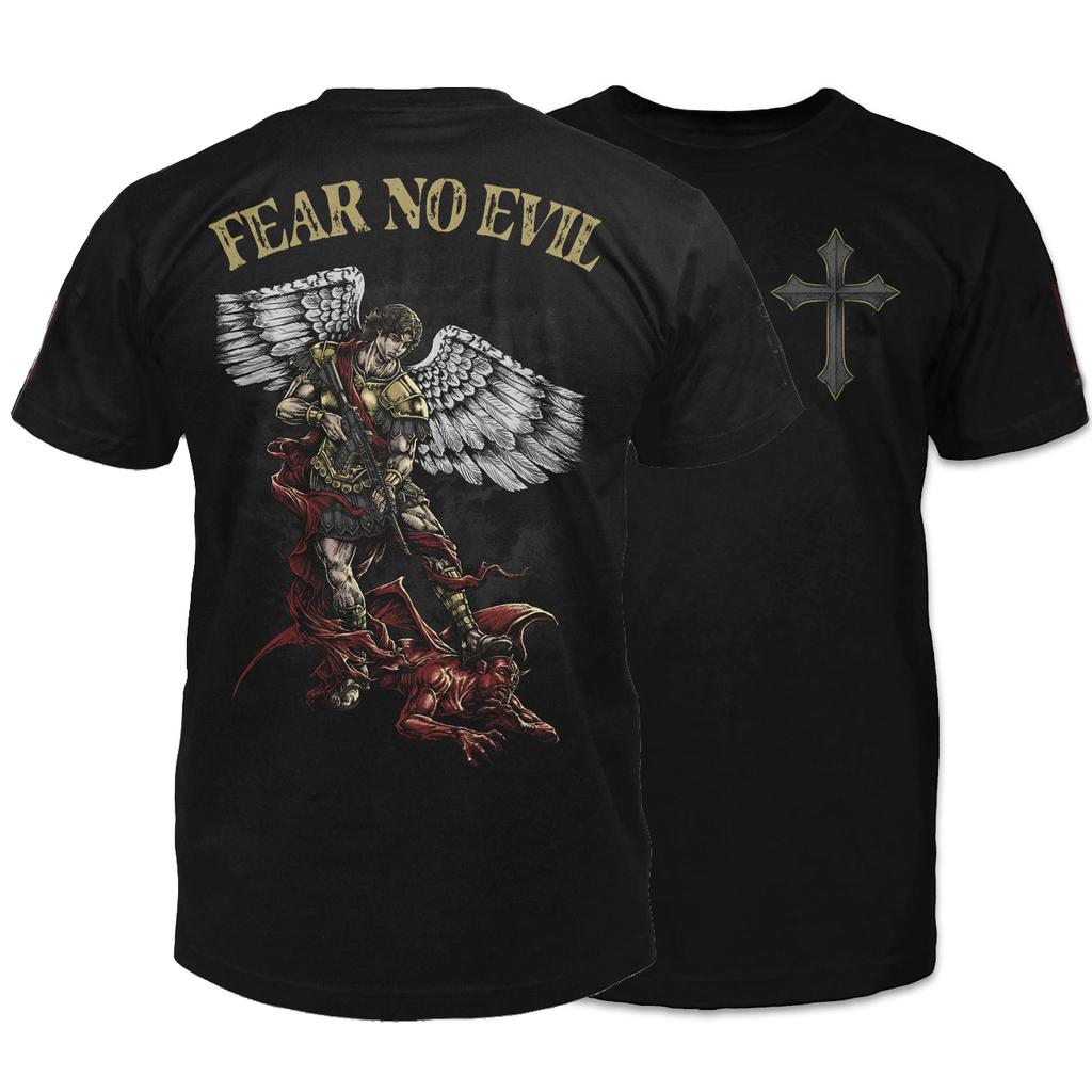 Saint Michael The Archangel Is Ready for Battle. Fear No Evil T-Shirt. Premium Cotton Short Sleeve O-Neck Mens T Shirt New S-3XL