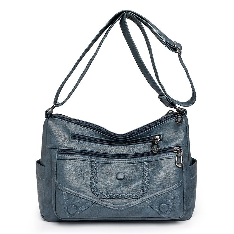 Crossbody Bag Middle-aged Women's Bag Soft Leather Large Capacity Multi-layer Shoulder Bag