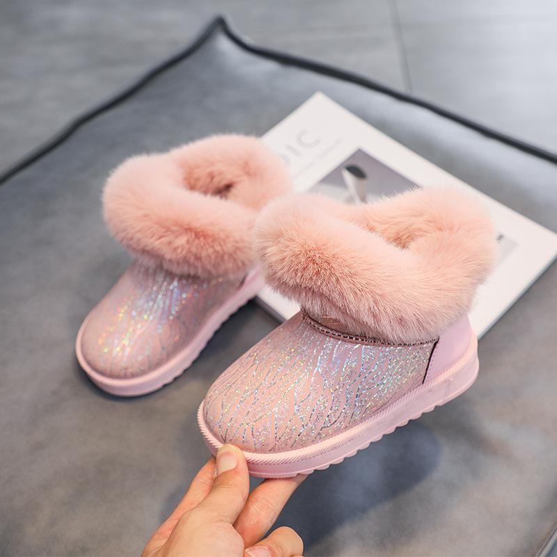 Kids Snow Boots Winter Newest Boys Snow Boots Girls Princess Boots Warm Thick Cotton Fluffy Fur Classic Antislipper Rubber 19
