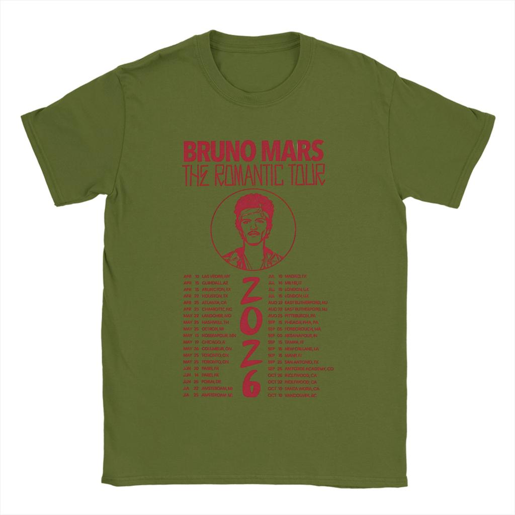 Bruno Mars The Romantic Tour 2026 Men T Shirt  Novelty Tee Shirt Short Sleeve Round Neck TShirts Cotton Gift Idea Clothing