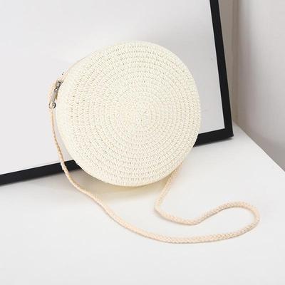Runde gewebte Umhängetasche für den Strand aus Rattan, handgefertigt, gestrickt, kleine Umhängetasche aus Stroh