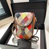 Mode Leder Rindsleder Handy Tasche Farbe Rauten Spleißen Handgewebt Schulter Mini Messenger Damen Tasche