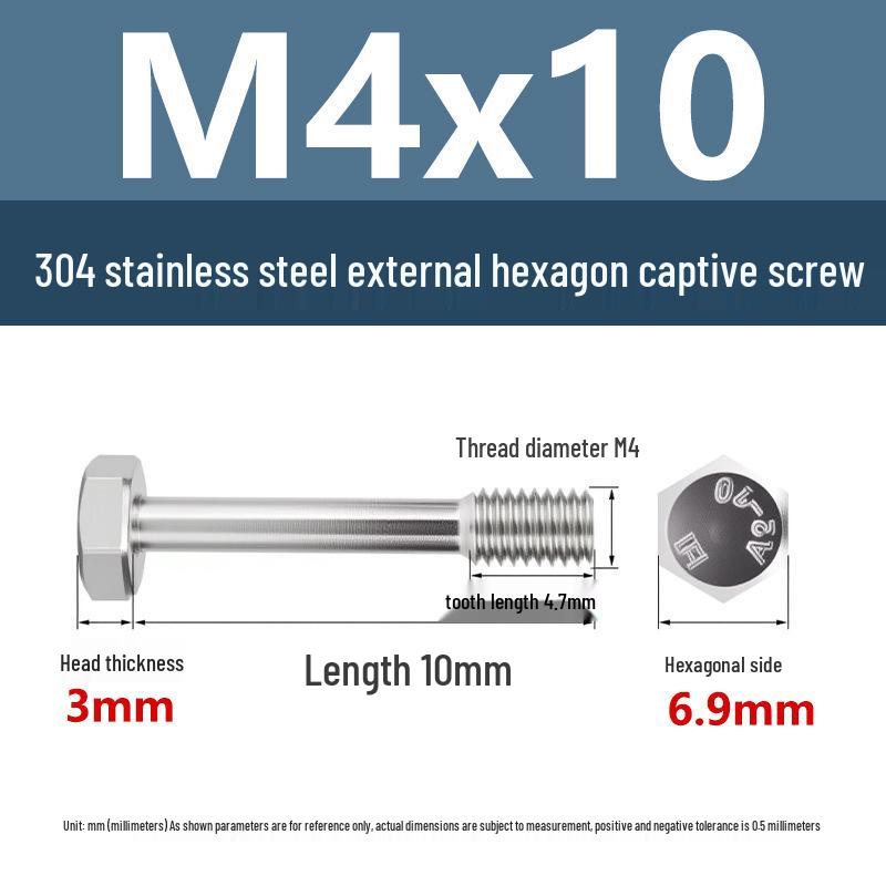 

Stainless Steel Hex Head Self-Locking Screw, Anti-Loosening, M4-M8, Half Thread