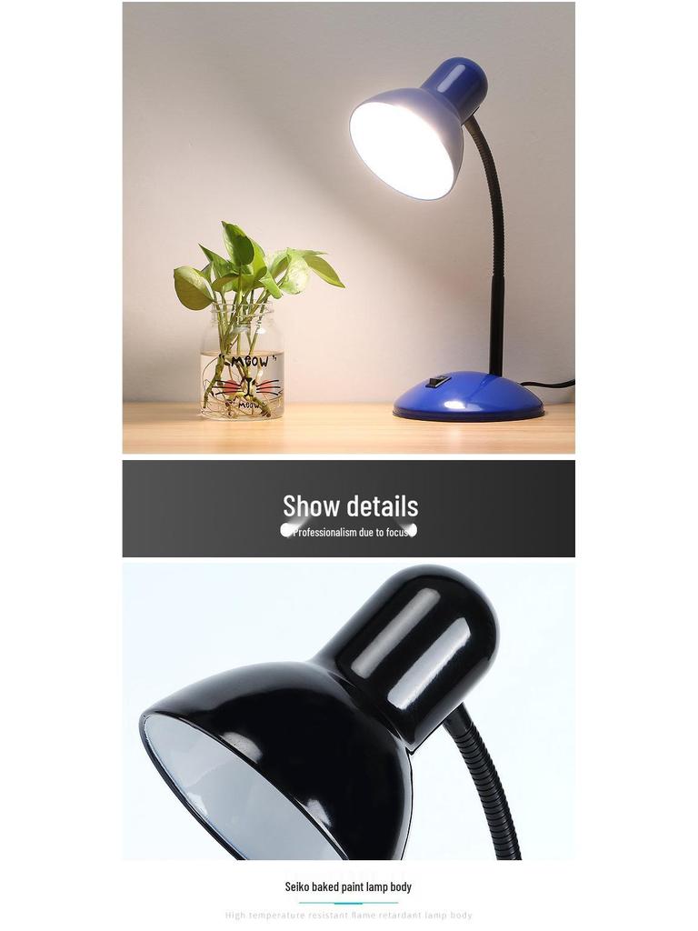 Eye-Care LED Desk Lamp: Minimalist Plug-In for Study, Dorm, or Office
