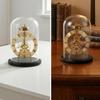 Clock with Clear Dome Roman Numeral Decorative Mechanical Desk Ornament for Living Room,