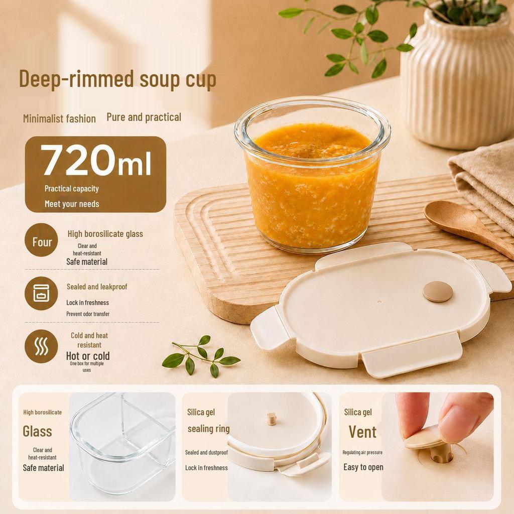 Microwaveable Leak-Proof Glass Lunch Bento Box for Office Workers