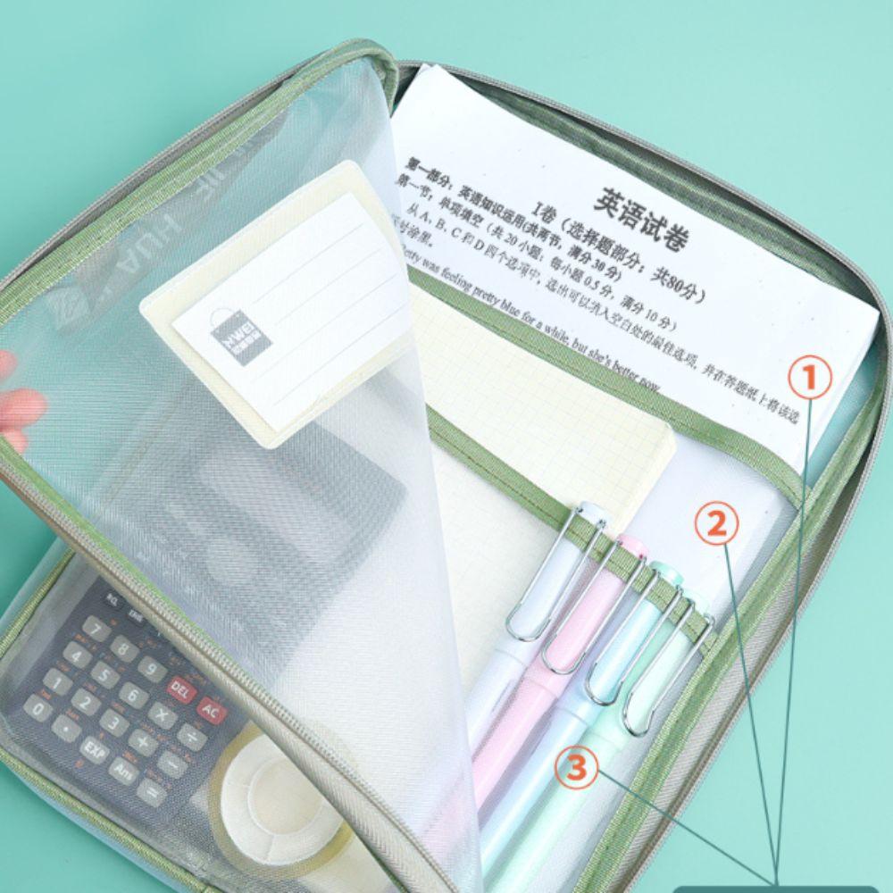 Three-layer Partition File Folder Bag Thickened Stationery Organizer Pouch  Students Gifts
