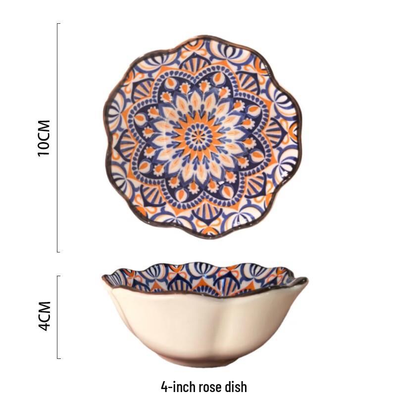 Moroccan Rose Ceramic Sauce Dish Set (5-piece)