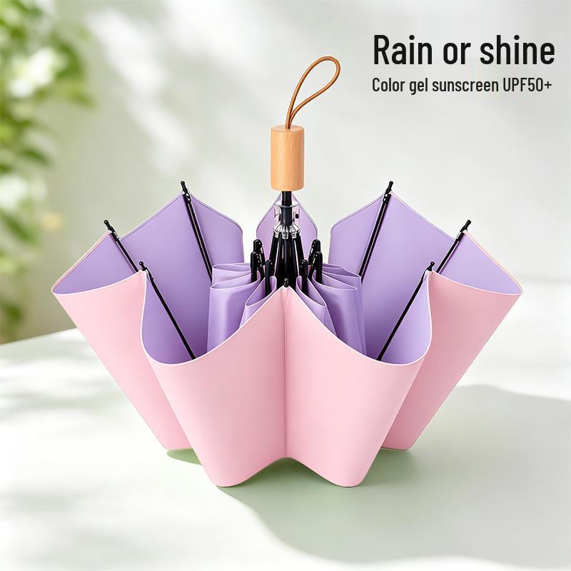 Dual-Use Windproof Large Umbrella: Colorful, Thickened, Anti-UV, Sunshade for Women—Perfect for Rainy & Sunny Days