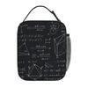 Math Themed Black And White Equation Design Insulated Lunch Bag for Women Kids Portable Food Boxes Thermal Lunch Box Tote